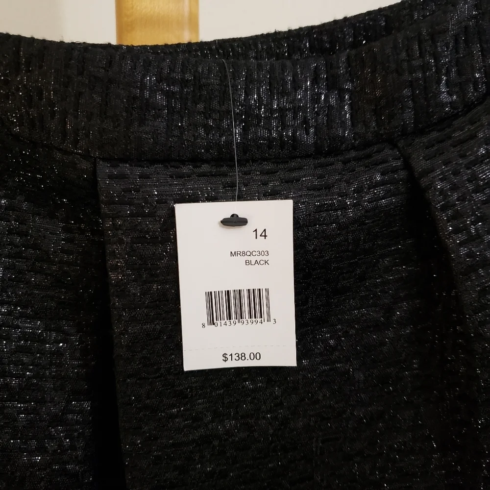 Tahari skater mini skirt metallic side zip pleat - Picture 2 of 7
